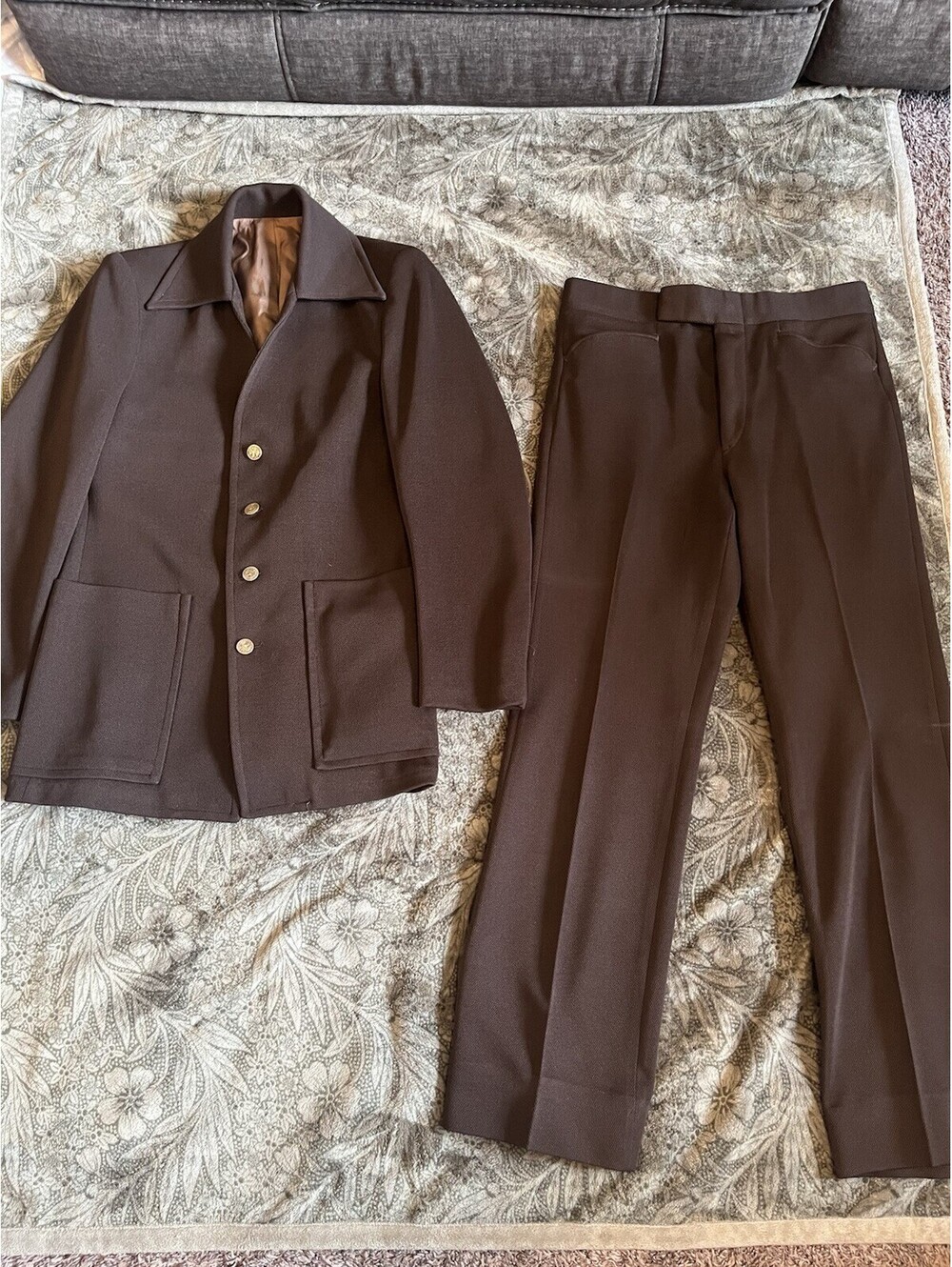Vtg 70s John Pomer Leisure Suit Brown Trevira Polyester Disco 36R Jacket 30x30